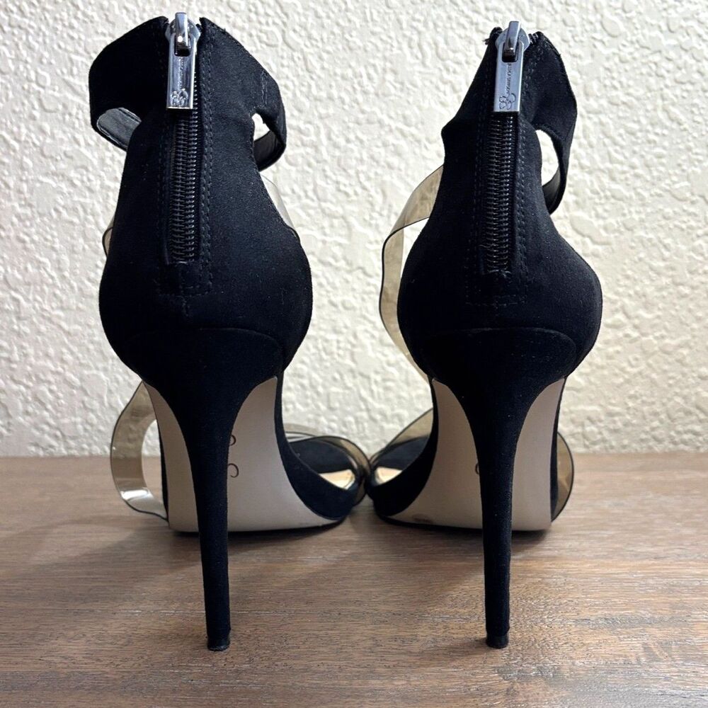 Jessica Simpson Dalechi Black Clear Strap Stiletto Heels Sandals Size 10M - Picture 5 of 10
